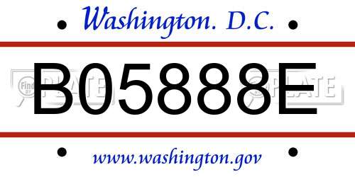 B05888E District Of Columbia License Plate