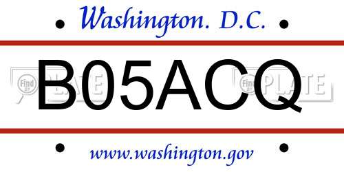 B05ACQ District Of Columbia License Plate