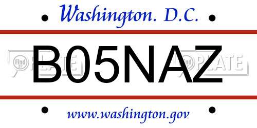 B05NAZ District Of Columbia License Plate