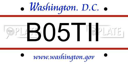 B05TII District Of Columbia License Plate