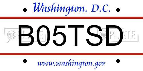 B05TSD District Of Columbia License Plate