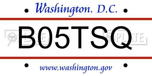 B05TSQ District Of Columbia License Plate