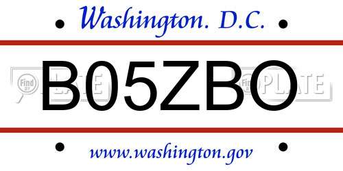 B05ZBO District Of Columbia License Plate