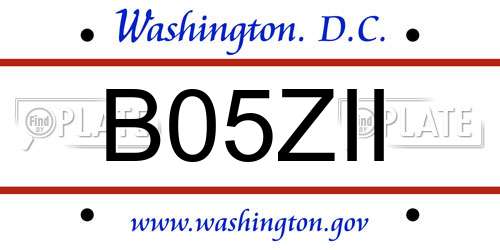 B05ZII District Of Columbia License Plate