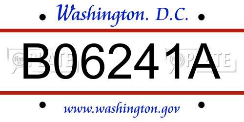 B06241A District Of Columbia License Plate