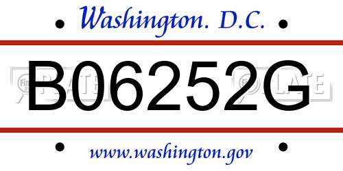B06252G District Of Columbia License Plate