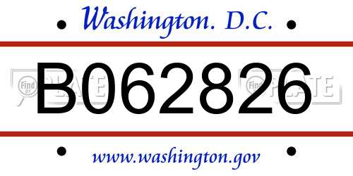 B062826 District Of Columbia License Plate