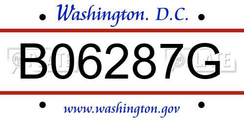B06287G District Of Columbia License Plate