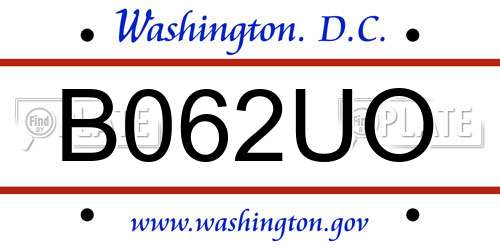 B062UO District Of Columbia License Plate