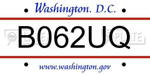 B062UQ District Of Columbia License Plate