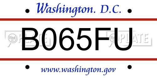 B065FU District Of Columbia License Plate