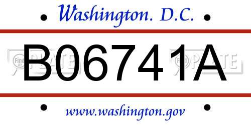 B06741A District Of Columbia License Plate