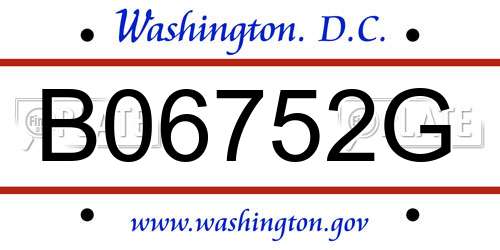 B06752G District Of Columbia License Plate