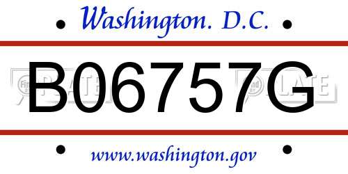B06757G District Of Columbia License Plate