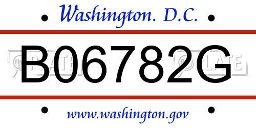 B06782G District Of Columbia License Plate