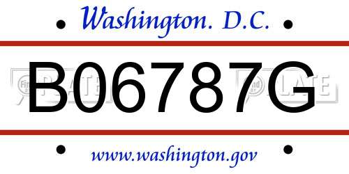 B06787G District Of Columbia License Plate
