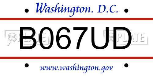 B067UD District Of Columbia License Plate