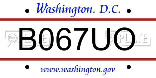 B067UO District Of Columbia License Plate