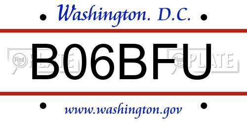 B06BFU District Of Columbia License Plate