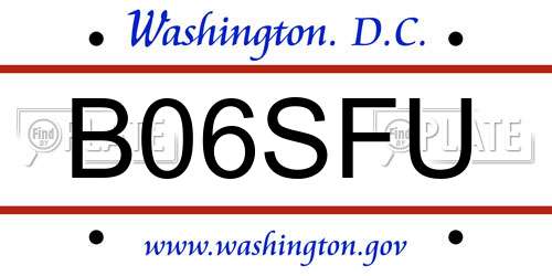 B06SFU District Of Columbia License Plate
