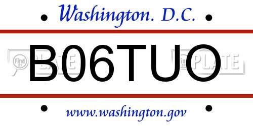 B06TUO District Of Columbia License Plate