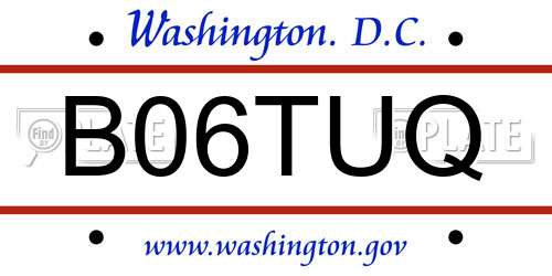 B06TUQ District Of Columbia License Plate