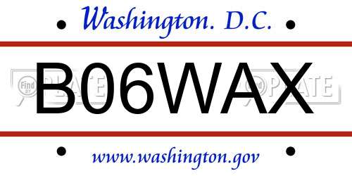B06WAX District Of Columbia License Plate