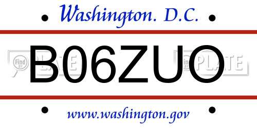 B06ZUO District Of Columbia License Plate