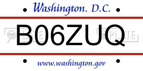 B06ZUQ District Of Columbia License Plate