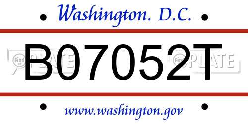 B07052T District Of Columbia License Plate