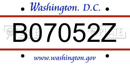 B07052Z District Of Columbia License Plate