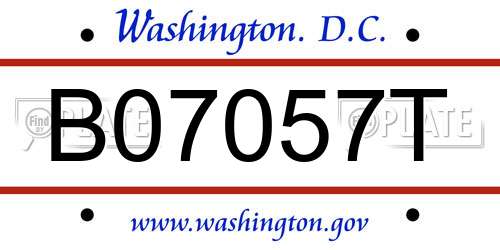 B07057T District Of Columbia License Plate