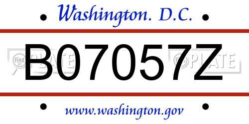 B07057Z District Of Columbia License Plate