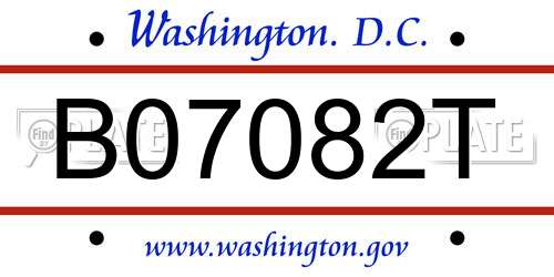 B07082T District Of Columbia License Plate