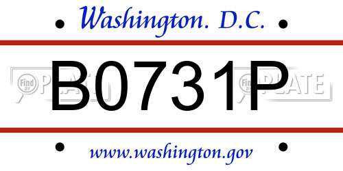 B0731P District Of Columbia License Plate