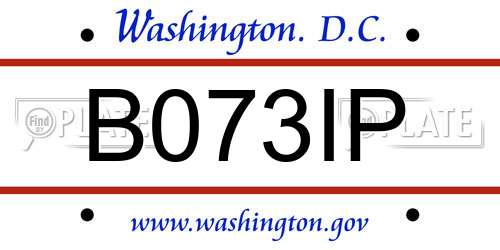 B073IP District Of Columbia License Plate