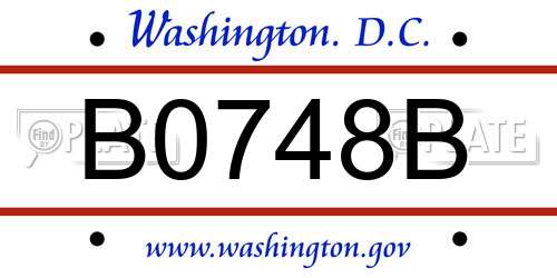 B0748B District Of Columbia License Plate