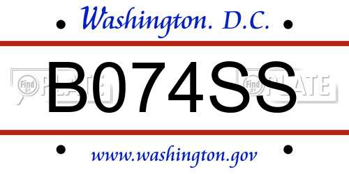 B074SS District Of Columbia License Plate