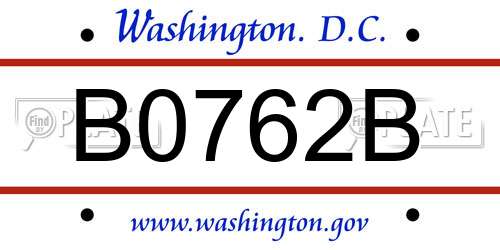 B0762B District Of Columbia License Plate