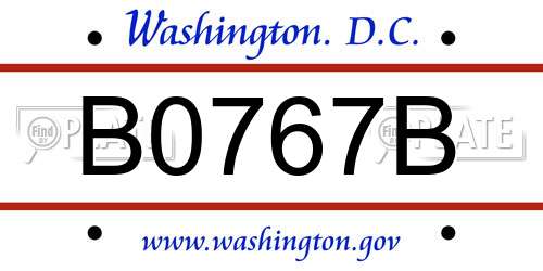 B0767B District Of Columbia License Plate