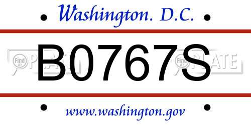 B0767S District Of Columbia License Plate