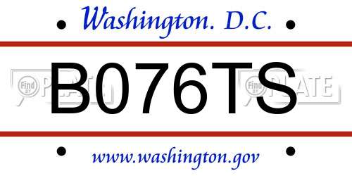 B076TS District Of Columbia License Plate