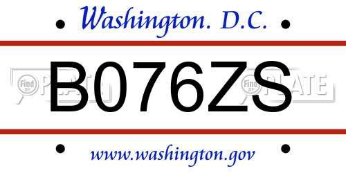 B076ZS District Of Columbia License Plate