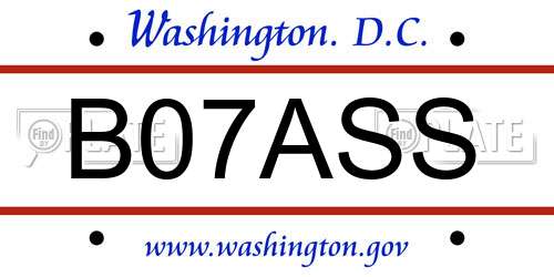 B07ASS District Of Columbia License Plate