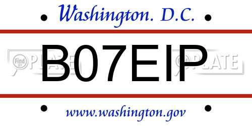 B07EIP District Of Columbia License Plate