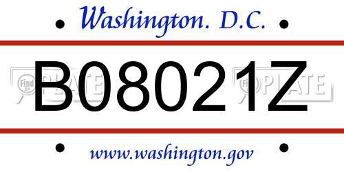 B08021Z District Of Columbia License Plate