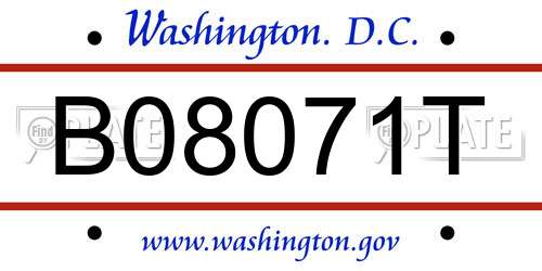 B08071T District Of Columbia License Plate