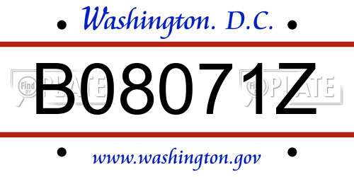 B08071Z District Of Columbia License Plate