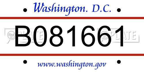 B081661 District Of Columbia License Plate