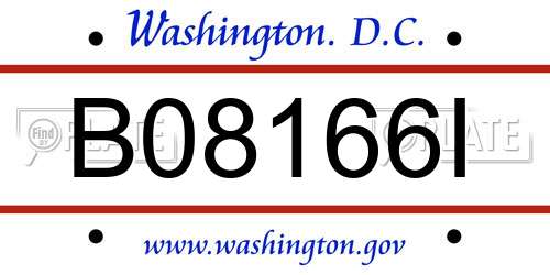 B08166I District Of Columbia License Plate